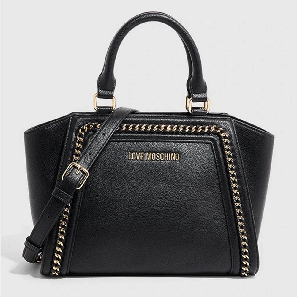 NWT LOVE MOSCHINO Chain Link Satchel in Black